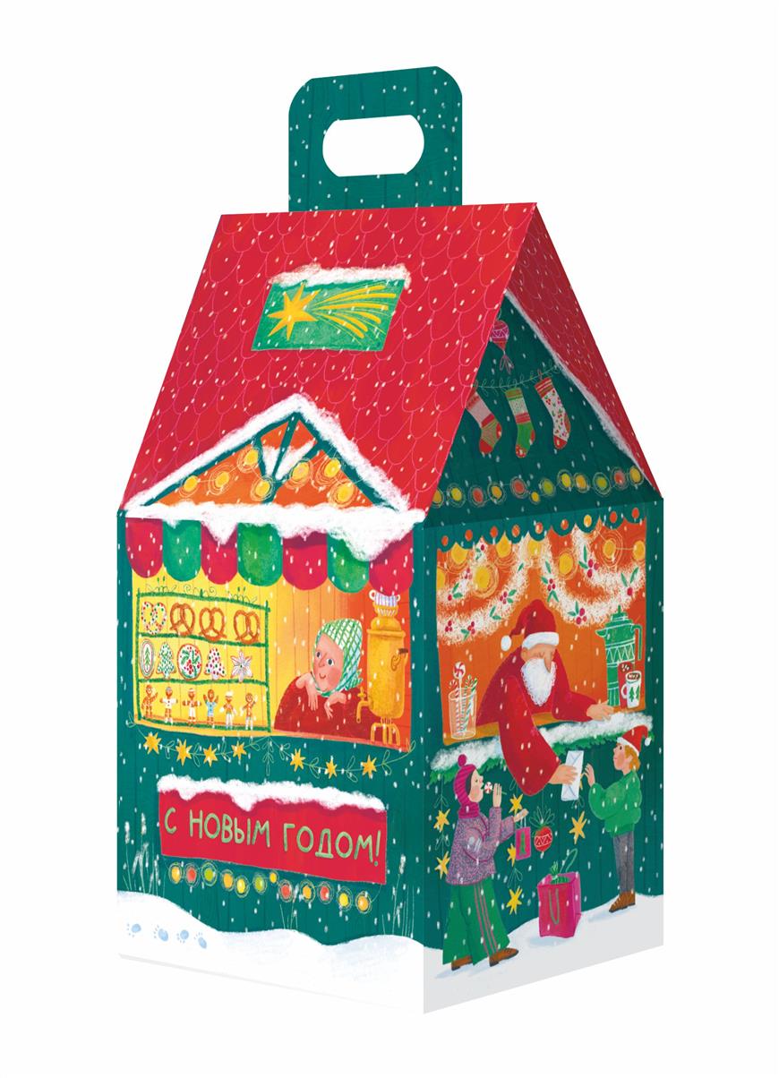 Коробка новогодняя подарочная Ярмарка, 91х70х157 (+30) мм (домик) — изображение 4